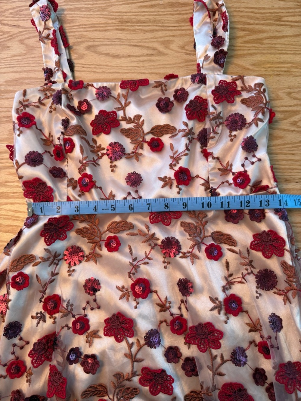 Lulu’s So Excited Nude Embroidered Sequin Skater Dress XL - Picture 10 of 11